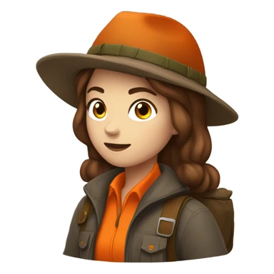 Phesant hunter girl brown hair with hunter orange sticker