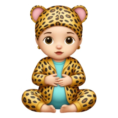 human baby with leopard patterned clothes sticker