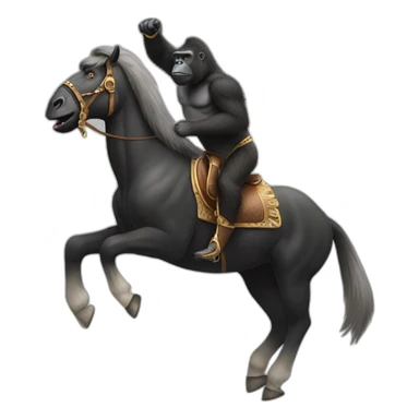 Gorilla riding a horse magically sticker