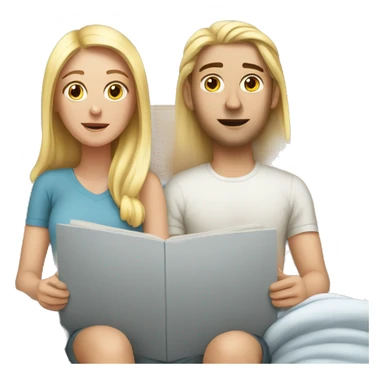 White Couple watching movies in bed sticker