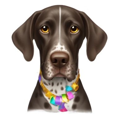 German shorthair with party horn and confetti sticker
