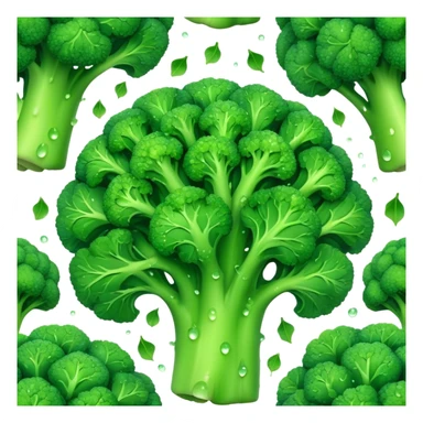 Cinematic lush green broccoli, detailed florets glistening with dewdrops, ultra-fresh and vibrant, soft glowing background, healthy and delicious. sticker