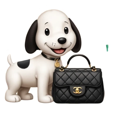 snoopy in a desk with starbucks and his chanel purse sticker