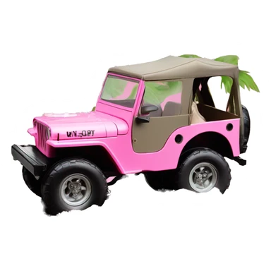 jungle tour Barbie 1963 Willy’s pearly pink cj  jeep in the mud sticker