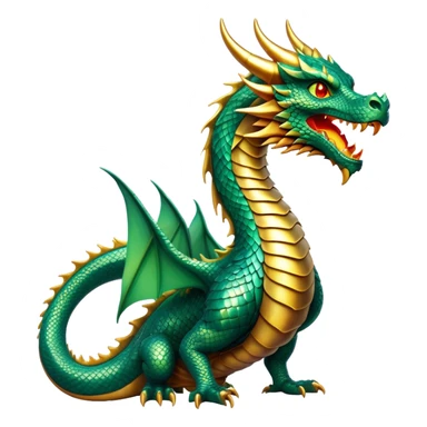 cinematic-noble-dragon-portrait-emoji,-poised-and-majestic,-with-a-sinuous,-elongated-body-covered-in-intricately-detailed,-shimmering-scales-in-hues-of-emerald-and-gold,-and-piercing,-fiery-eyes-that-reflect-ancient-wisdom; Breathing fire sticker