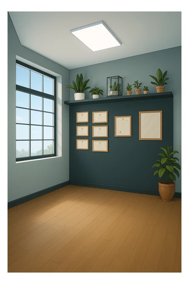 faMMI QUESTA STANZA SENZA LE PERSONE E SENZA LETTINO, SOLO LA STANZA. FALLA MOLTO PIù LUMINOSA CON LUCI PIù FREDDE E MODERNE, NON LUCI GIALLE sticker