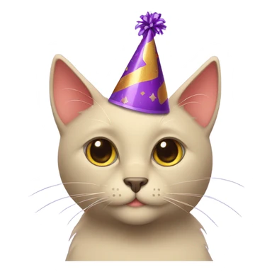 black cat with a birthday hat sticker
