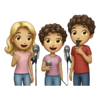 three children sing song with microphones sticker