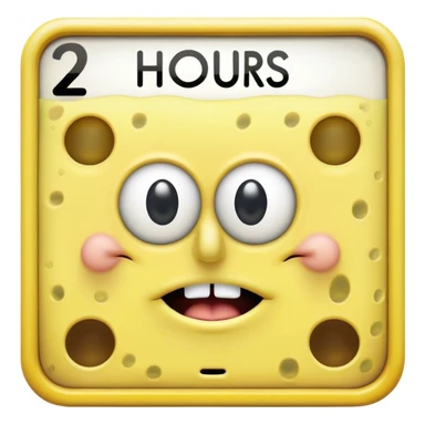 Create a sign that said 2 hours later with SpongeBob on it  sticker