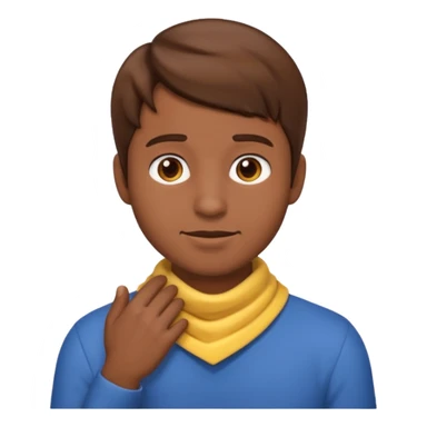 Emoji guy brown hair and hands around neck itself  sticker