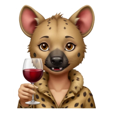 female hyena with glass of wine sticker