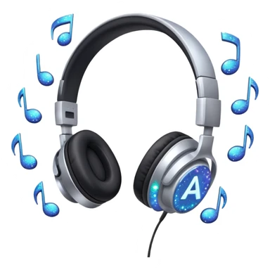 headphones with sparkles and AI letters sticker