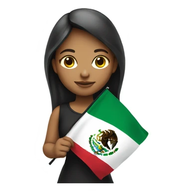 Girl holding Mexican flag  sticker