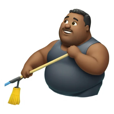 Fat guy cleaning a pool sticker