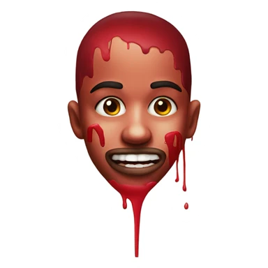 Drooling with red paint around mouth sticker