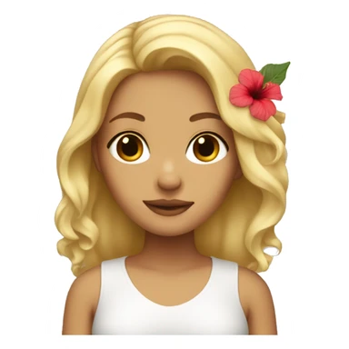 blonde girl with hibiscus in her hair sticker