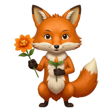 stojący z kwiatkiem lisek który jest wściekły  sticker