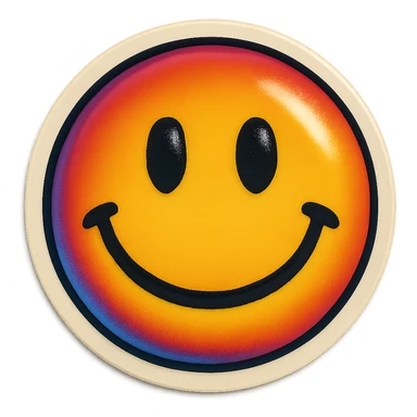 A smile emoji sticker in retro stickers style, with a vintage design and bright colors sticker
