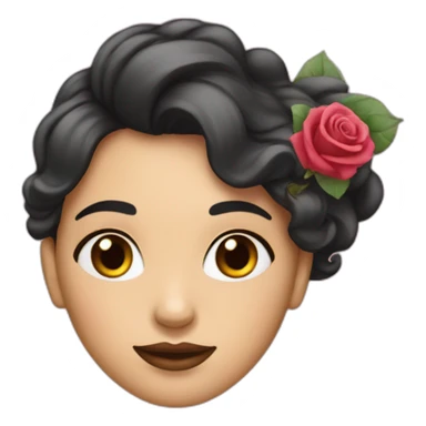 Femme aux cheveux noir avec un sweet rose sticker