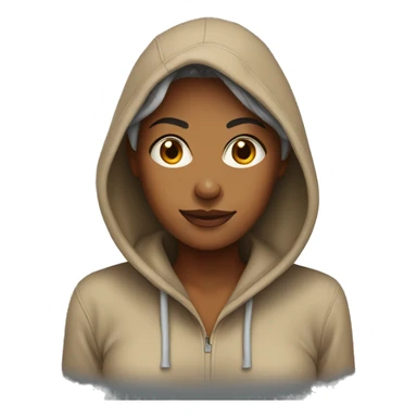 tan woman wearing a hoodie  sticker
