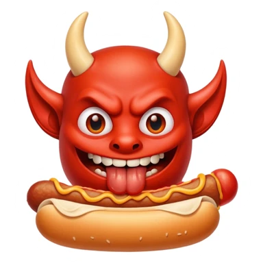devil eating a hotdog sticker