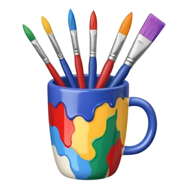 Cup with mixed paintbrushes sticker