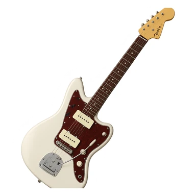 Olympic White Fender Jazzmaster guitar with classic tremolo bar sticker