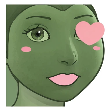 smiley face with heart shaped blush sticker