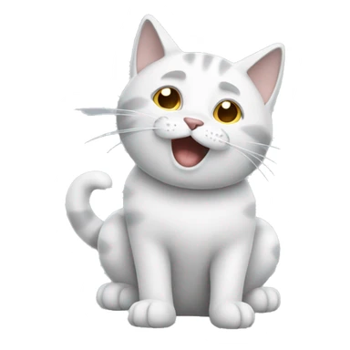 white and gray cat sneezing sticker
