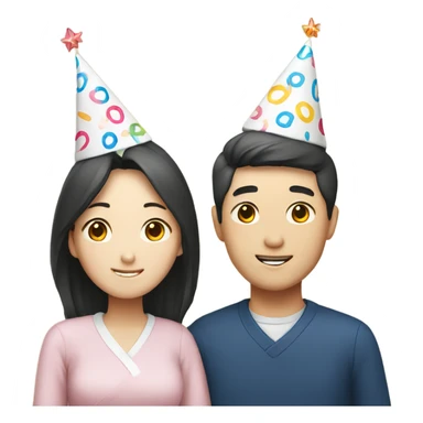 Korean couple celebrating birthday sticker