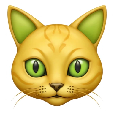 furless dark yellow alien cat face with green ailen eyes sticker