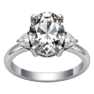 Oval diamond ring with silver and two triangle diamomd band sticker