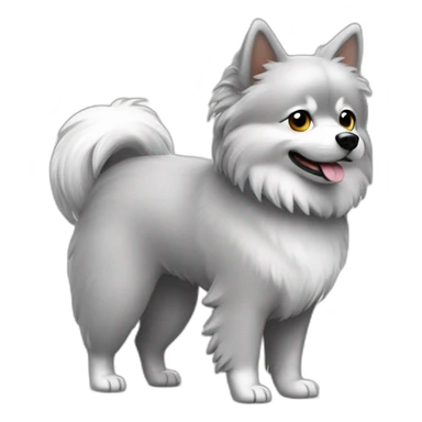 Gray small spitz walking in overall sticker