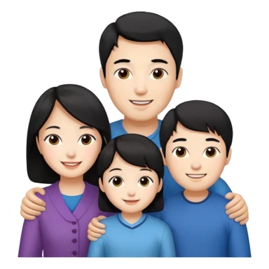 Family korean male x russian female + black hair kid sticker