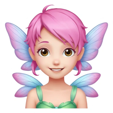 A tiny pastel fairy with pink  hair with glowing wings and a sweet smile  sticker