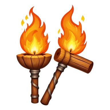 crossed torches with fire sticker