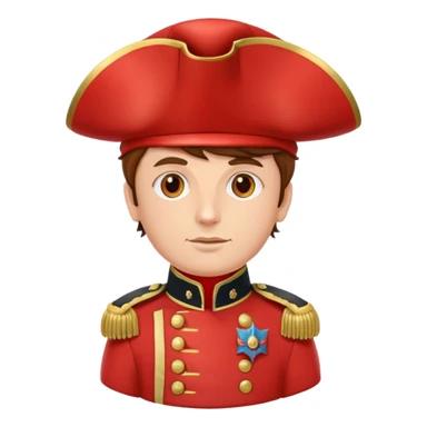 Tomato wearing Napoleon Bonaparte's bicorne hat and military officer uniform sticker
