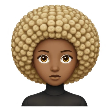 Un regard clair qui tranche avec une peau foncée intense, un afro naturel marqué de mèches blondes, et une expression calme mais affirmée. sticker