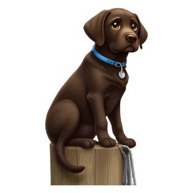Chocolate Labrador on a power pole  sticker