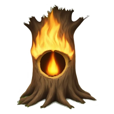 tree with burning hole through it sticker