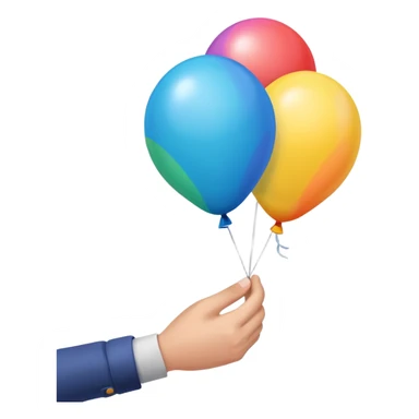 balloon flying upward from a hand sticker