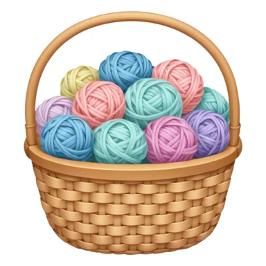 A white basket overflowing with soft pastel yarns sticker