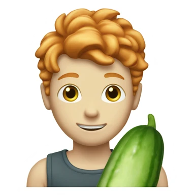 ginger boy with cucumber in hand sticker