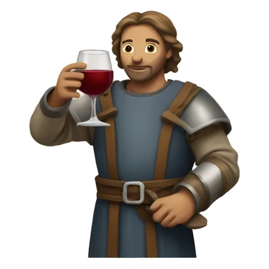 medieval holding only one glass of wine sticker
