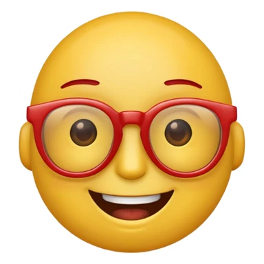 A simple smiling emoji with red frame glasses sticker