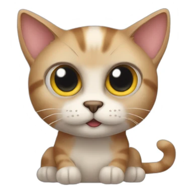 Three-legged one-eared big-eyed furry cat sticker
