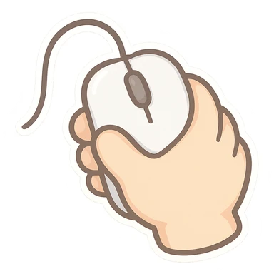 cute cartoon chibi style hand holding computer mouse sticker