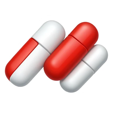 single medicine pill half red half white simple cartoon style on clean white background sticker