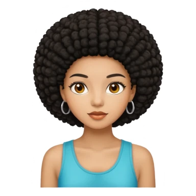 Mixed race emoji girl with brown eyes and black afro hair wearing summer clothes  sticker