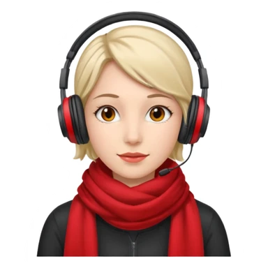 woman with red scarf wearing headphones sticker